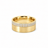 Men’s 9MM Flat Band with 2 Offset Rows of Diamonds | Lab or Natural Diamonds | 14KT White Gold Yellow Gold Rose Gold