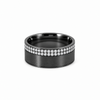 Men’s 9MM Flat Band with 2 Offset Rows of Diamonds | Lab or Natural Diamonds | 14KT White Gold Yellow Gold Rose Gold