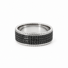 Men’s 9MM Flat Band with Rope Edges | 4 Rows of Black Diamonds | 14KT Rose Gold Yellow Gold or White Gold | Men’s
