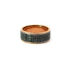 Men’s 9MM Flat Band with Rope Edges - 4 Rows of Black Diamonds - Choice of Rose Gold / Yellow Gold or White Gold