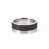 Men’s 9MM Flat with Groove Wedding Band | 3 Rows of Off-Set Black Diamonds | 14KT Rose Gold Yellow Gold or White Gold