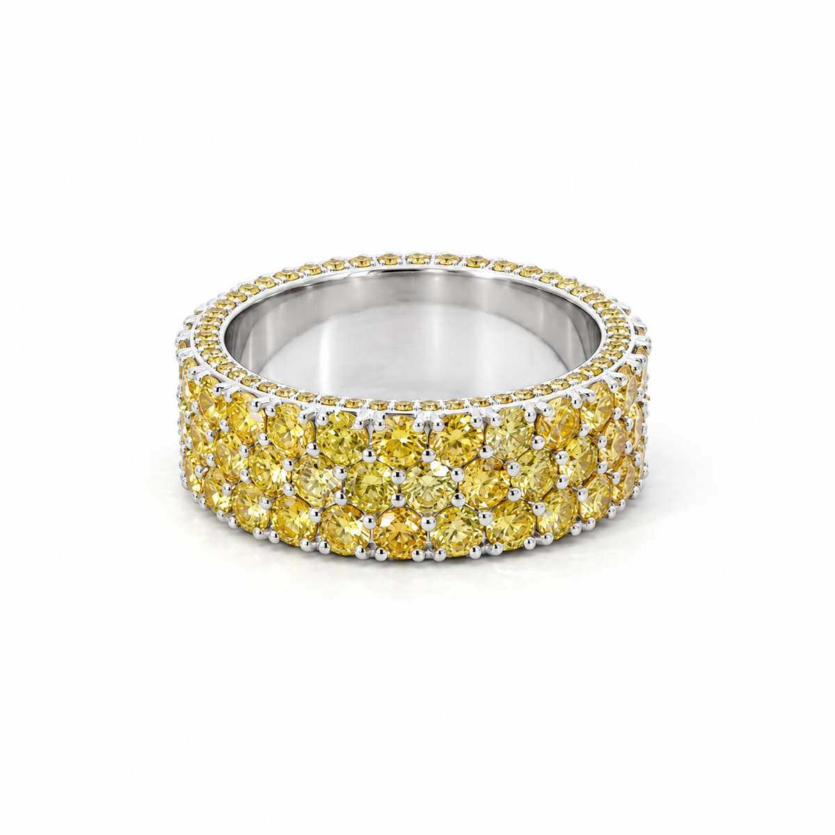 Men’s 9MM Yellow Diamond Eternity Wedding Band | Lab Yellow Diamonds 7.20ct TW | Men’s Wedding Band