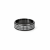 Men’s Beveled Edge Wedding Band | 3-Row Diamond Band | 1/2 Eternity or Full Eternity | 14KT White Yellow Rose or Black