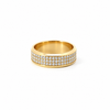 Men’s Beveled Edge Wedding Band | 3-Row Diamond Band | 1/2 Eternity or Full Eternity | 14KT White Yellow Rose or Black