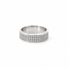 Men’s Beveled Edge Wedding Band | 3-Row Diamond Band | 1/2 Eternity or Full Eternity | 14KT White Yellow Rose or Black