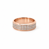 Men’s Beveled Edge Wedding Band | 3-Row Diamond Band | 1/2 Eternity or Full Eternity | 14KT White Yellow Rose or Black