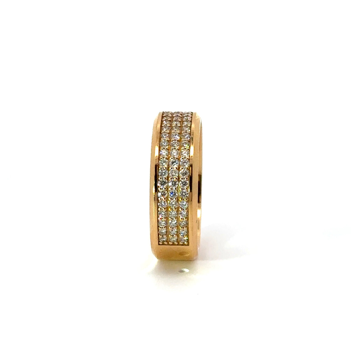 Men’s Bevelled Edge 3 Row Diamond Band Eternity- Choice of White Gold Yellow Gold Rose Gold or Cobalt - Men’s Wedding