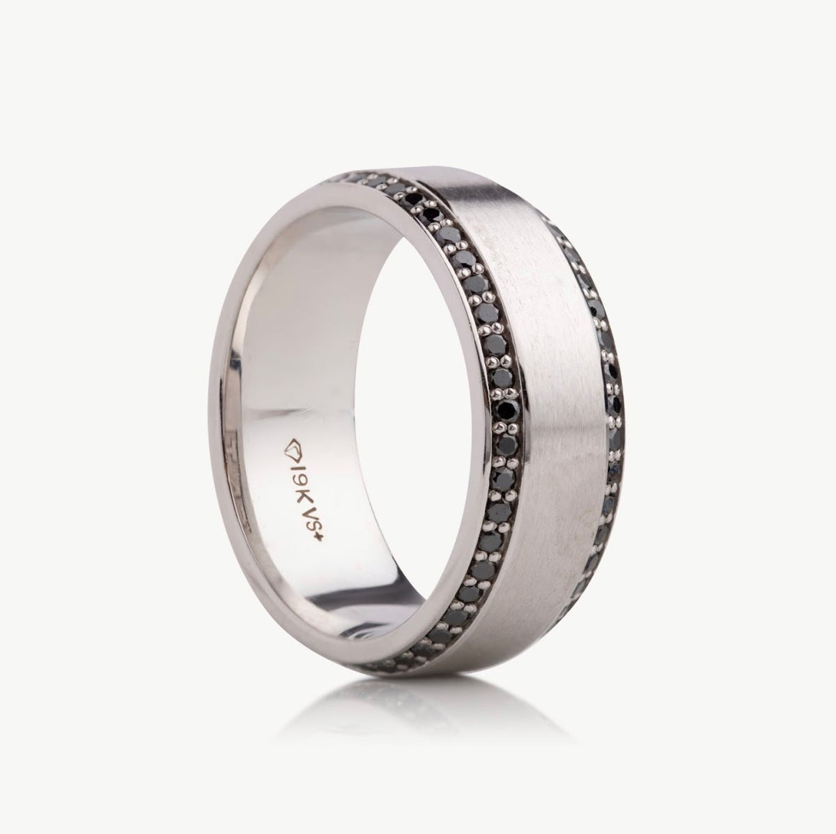 Men’s Black Diamond Bevelled Edge Wedding Band - Choice of White Gold / Yellow Gold / Rose Gold or Cobalt - Men’s