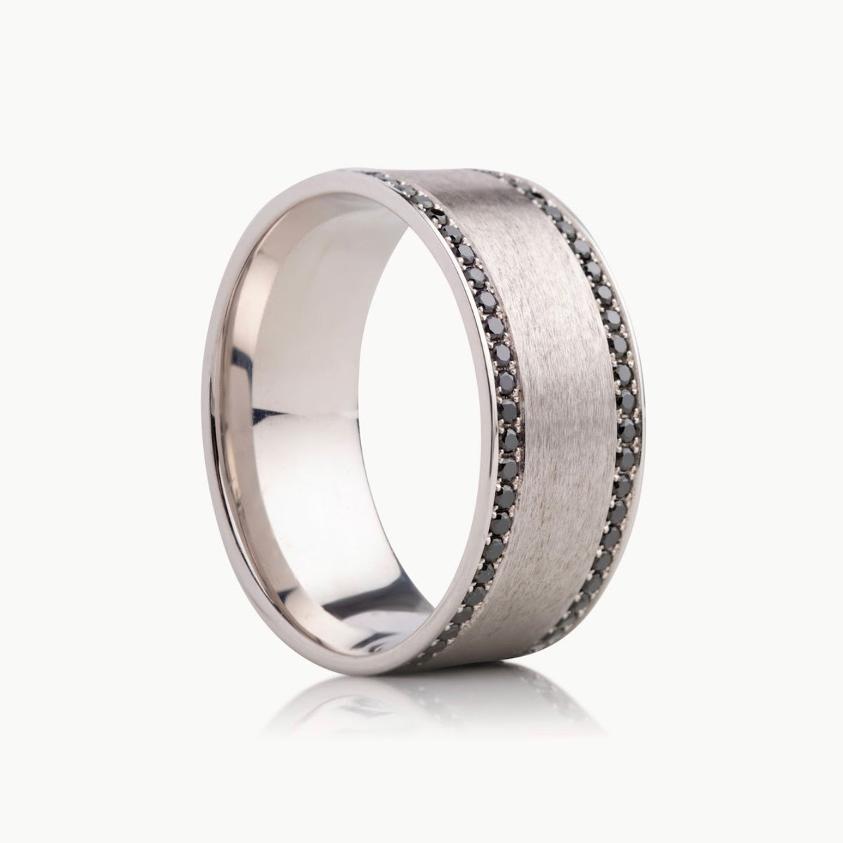 Men’s Black Diamond Wedding Band - Choice of White Gold/ Yellow Gold / Rose Gold or Cobalt - Men’s Wedding Band