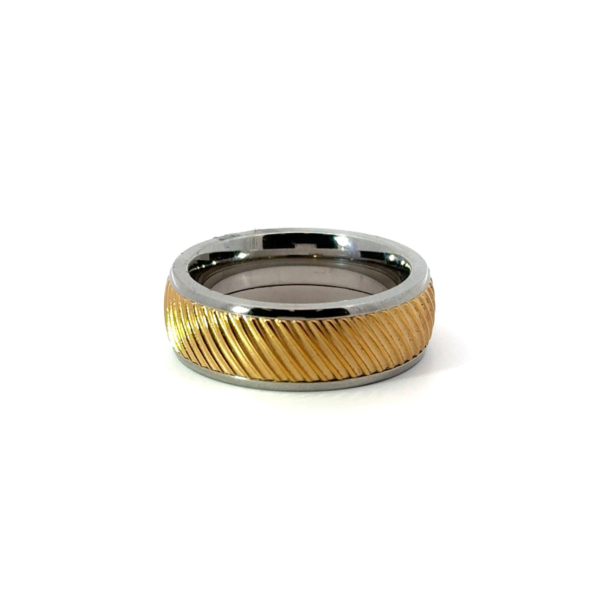 Men’s Domed with Ripple Pattern Wedding Band- 7 or 8MM -Choice of Yellow Gold White Gold or Rose Gold - Men’s Wedding