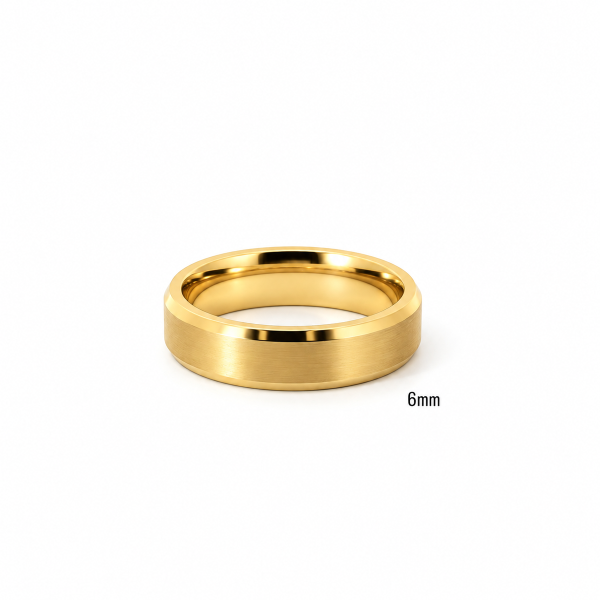 Men’s Flat Bevelled Edge Wedding Band | Satin Finish | 6MM to 8MM | 14KT White Yellow Rose Gold or Zirconium | Men’s