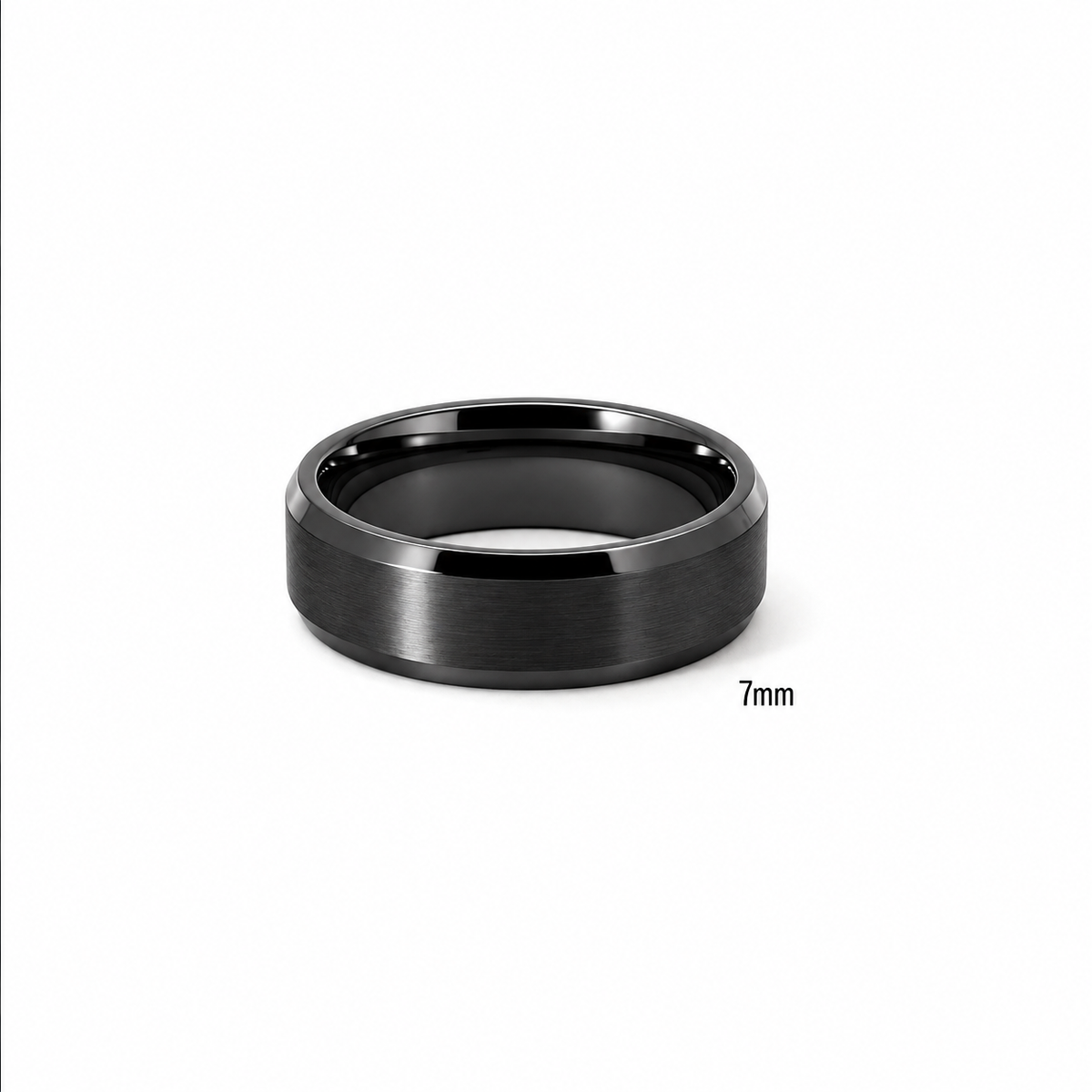Men’s Flat Bevelled Edge Wedding Band | Satin Finish | 6MM to 8MM | 14KT White Yellow Rose Gold or Zirconium | Men’s