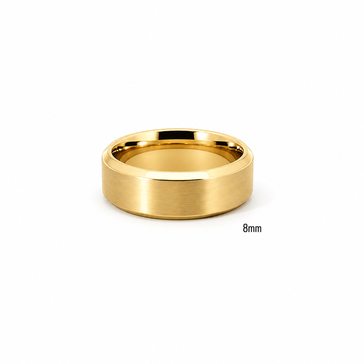 Men’s Flat Bevelled Edge Wedding Band | Satin Finish | 6MM to 8MM | 14KT White Yellow Rose Gold or Zirconium | Men’s
