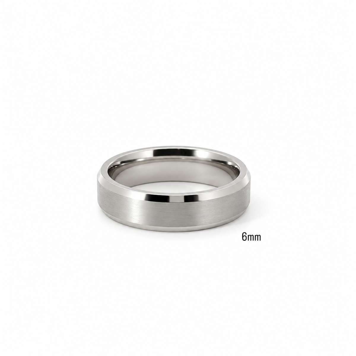 Men’s Flat Bevelled Edge Wedding Band | Satin Finish | 6MM to 8MM | 14KT White Yellow Rose Gold or Zirconium | Men’s