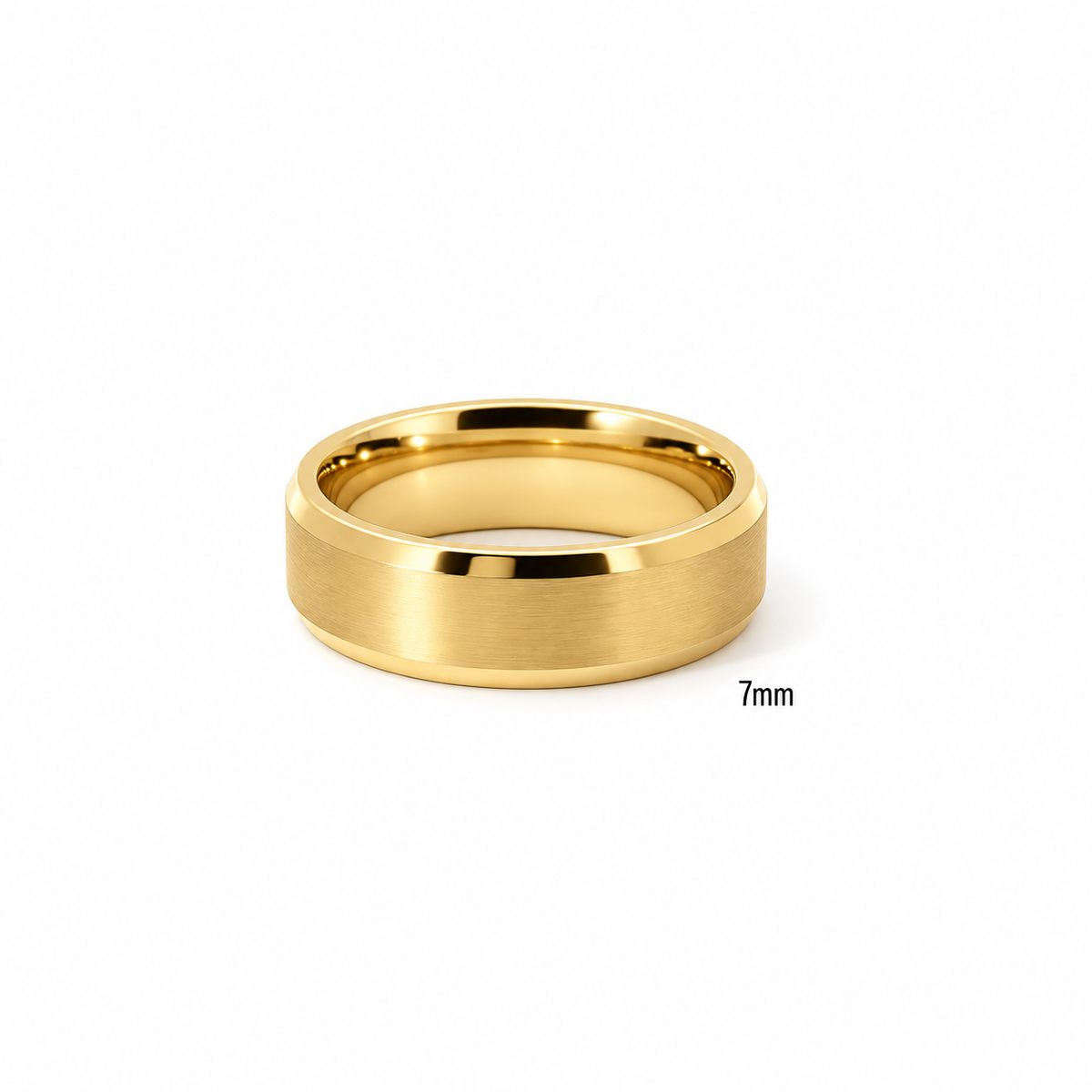 Men’s Flat Bevelled Edge Wedding Band | Satin Finish | 6MM to 8MM | 14KT White Yellow Rose Gold or Zirconium | Men’s