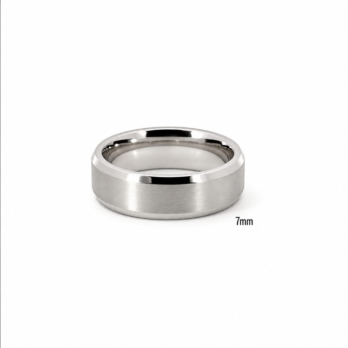Men’s Flat Bevelled Edge Wedding Band | Satin Finish | 6MM to 8MM | 14KT White Yellow Rose Gold or Zirconium | Men’s