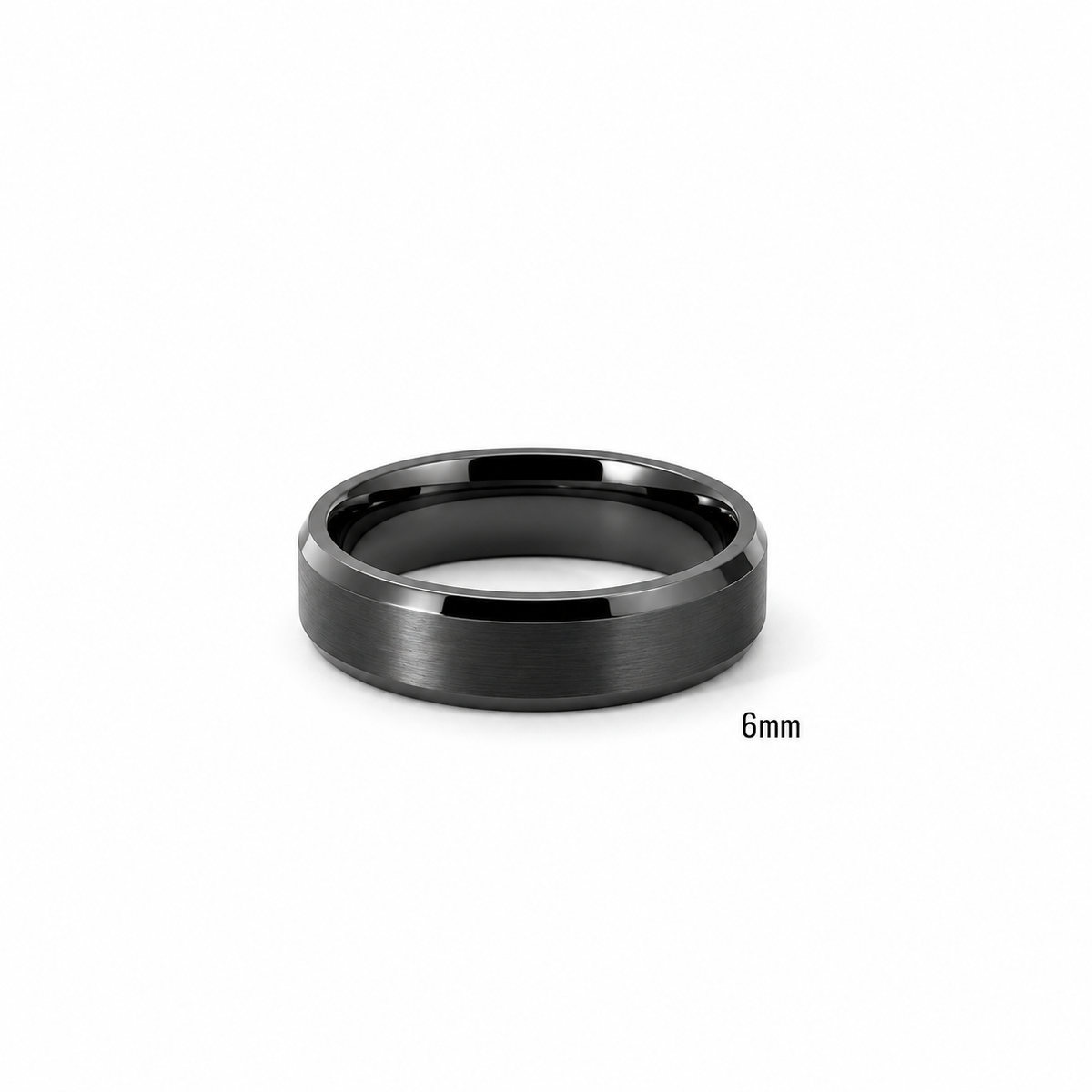 Men’s Flat Bevelled Edge Wedding Band | Satin Finish | 6MM to 8MM | 14KT White Yellow Rose Gold or Zirconium | Men’s