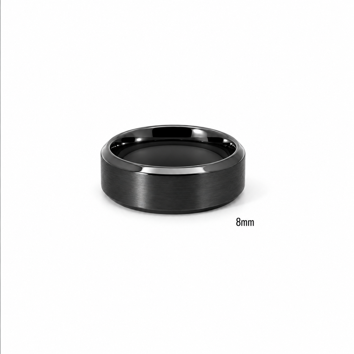 Men’s Flat Bevelled Edge Wedding Band | Satin Finish | 6MM to 8MM | 14KT White Yellow Rose Gold or Zirconium | Men’s