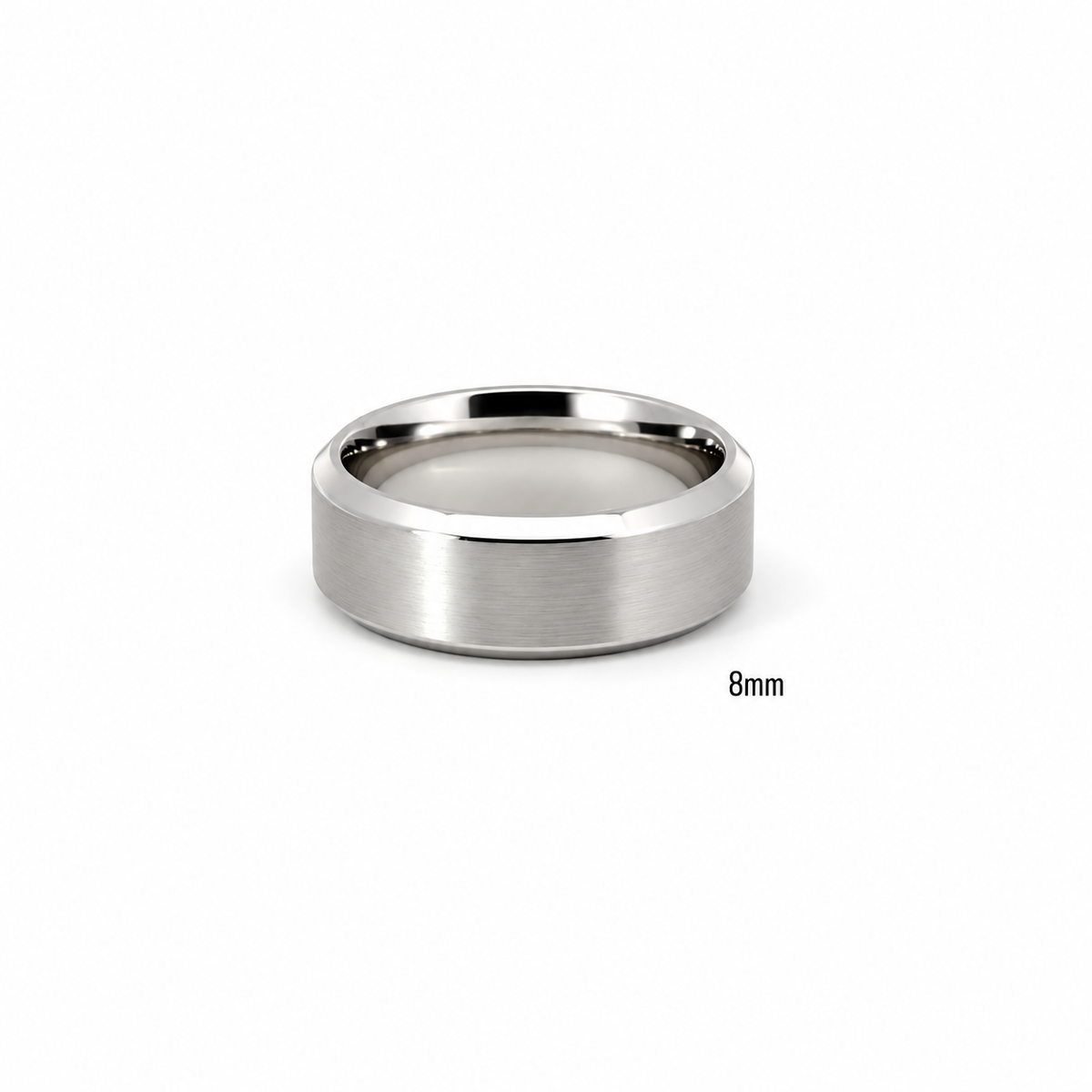Men’s Flat Bevelled Edge Wedding Band | Satin Finish | 6MM to 8MM | 14KT White Yellow Rose Gold or Zirconium | Men’s