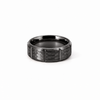Men’s Flat Bevelled Edge Wedding Band with Hammer Finish and Deepseg Design Pattern | 6MM to 8MM | 14KT White Gold