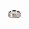 Men’s Flat Bevelled Edge Wedding Band with Hammer Finish and Deepseg Design Pattern | 6MM to 8MM | 14KT White Gold