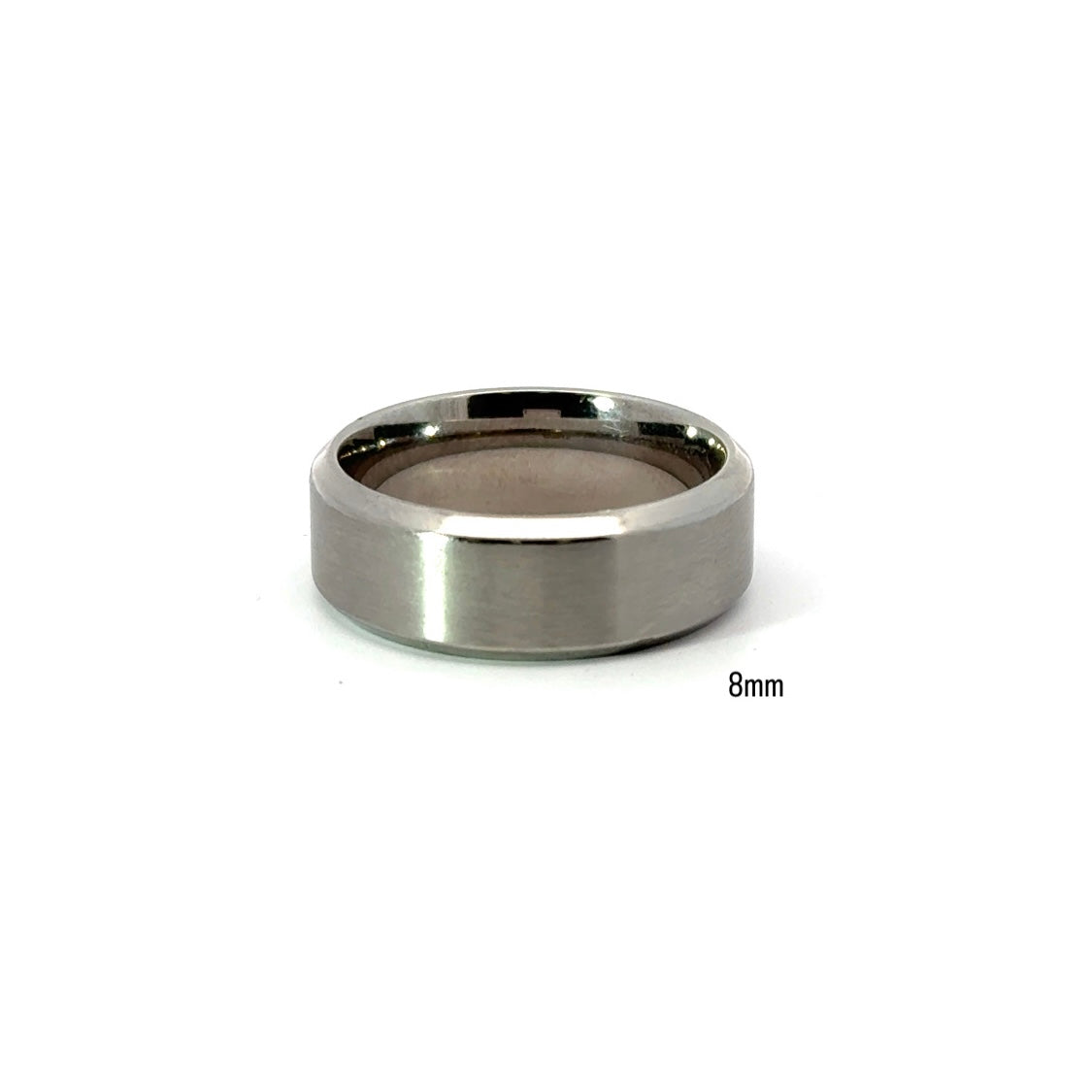 Men’s Flat Bevelled Edge Wedding Band with Satin Finish - 6 / 7 or 8MM - Choice of White Gold / Yellow Gold or Rose