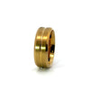 Men’s Flat Bevelled with Centre Accent Groove Wedding Band - 6 / 7 or 8MM - Choice of White Gold / Yellow Gold or Rose