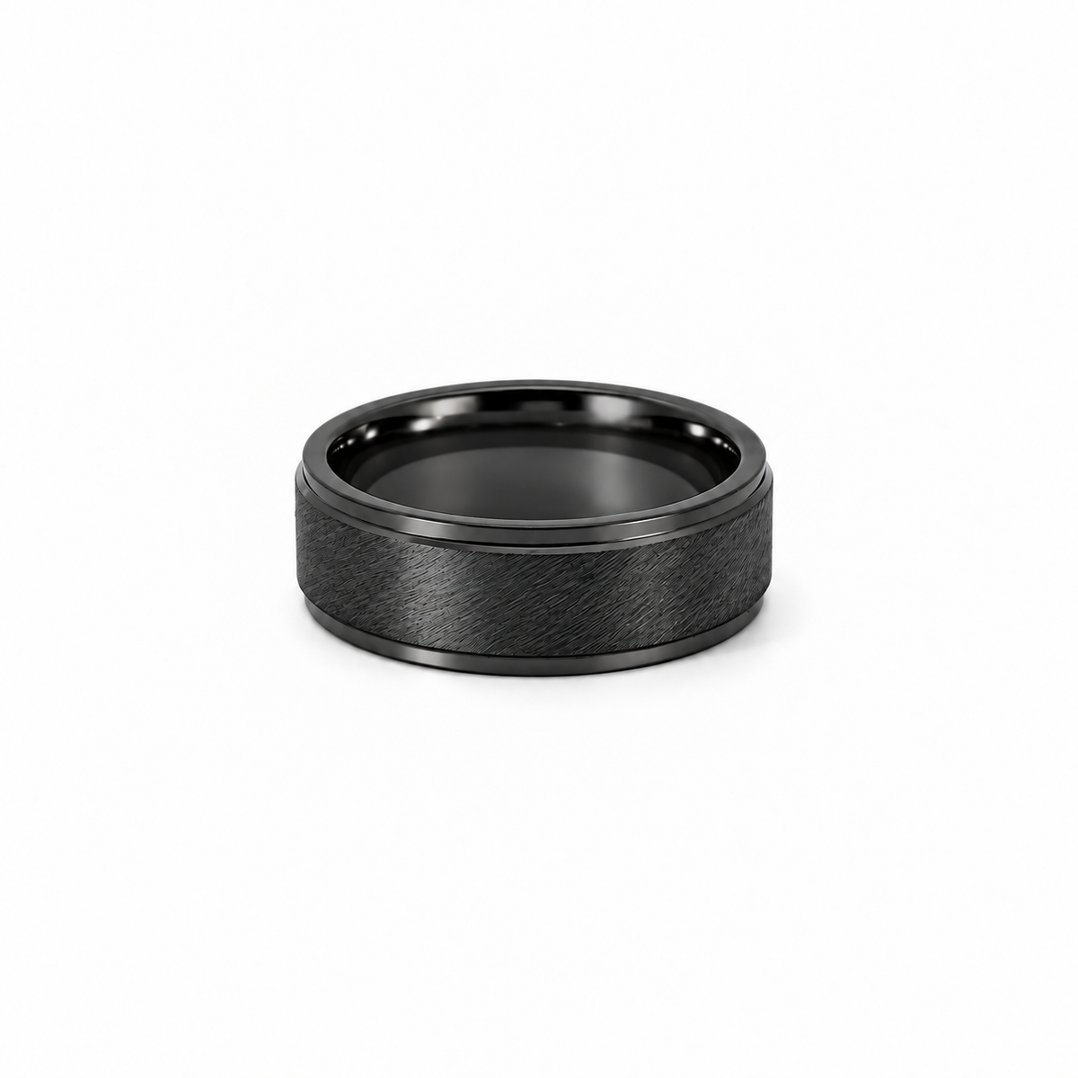 Men’s Flat Grooved Edge Wedding Band | 6 7 or 8MM | Choice of White Gold | Yellow Gold | Rose Gold or Zirconium - Men’s