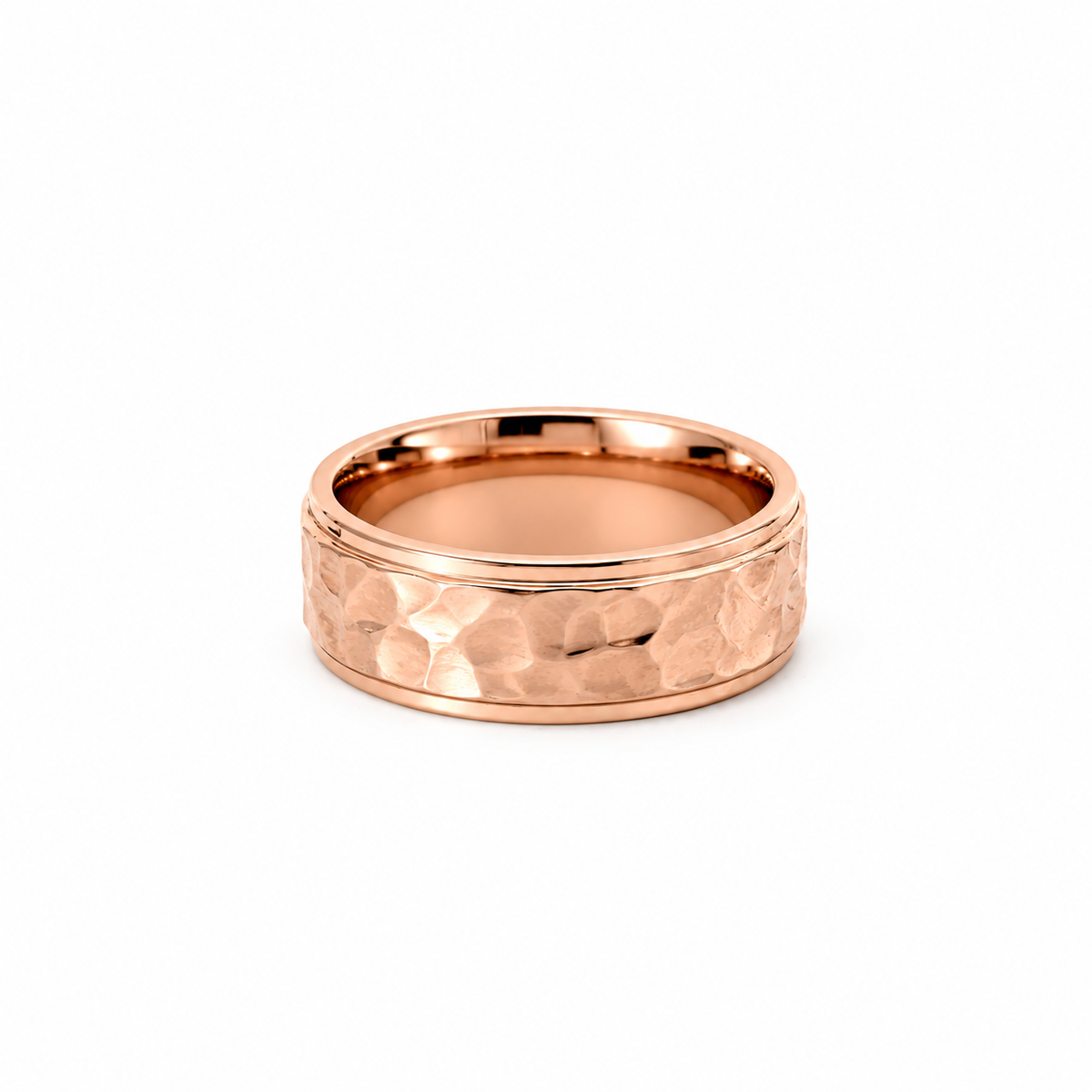 Men’s Flat Grooved Edge Wedding Band | Rock Polish Finish | 6MM to 8MM | 14KT White Yellow Rose Gold or Zirconium