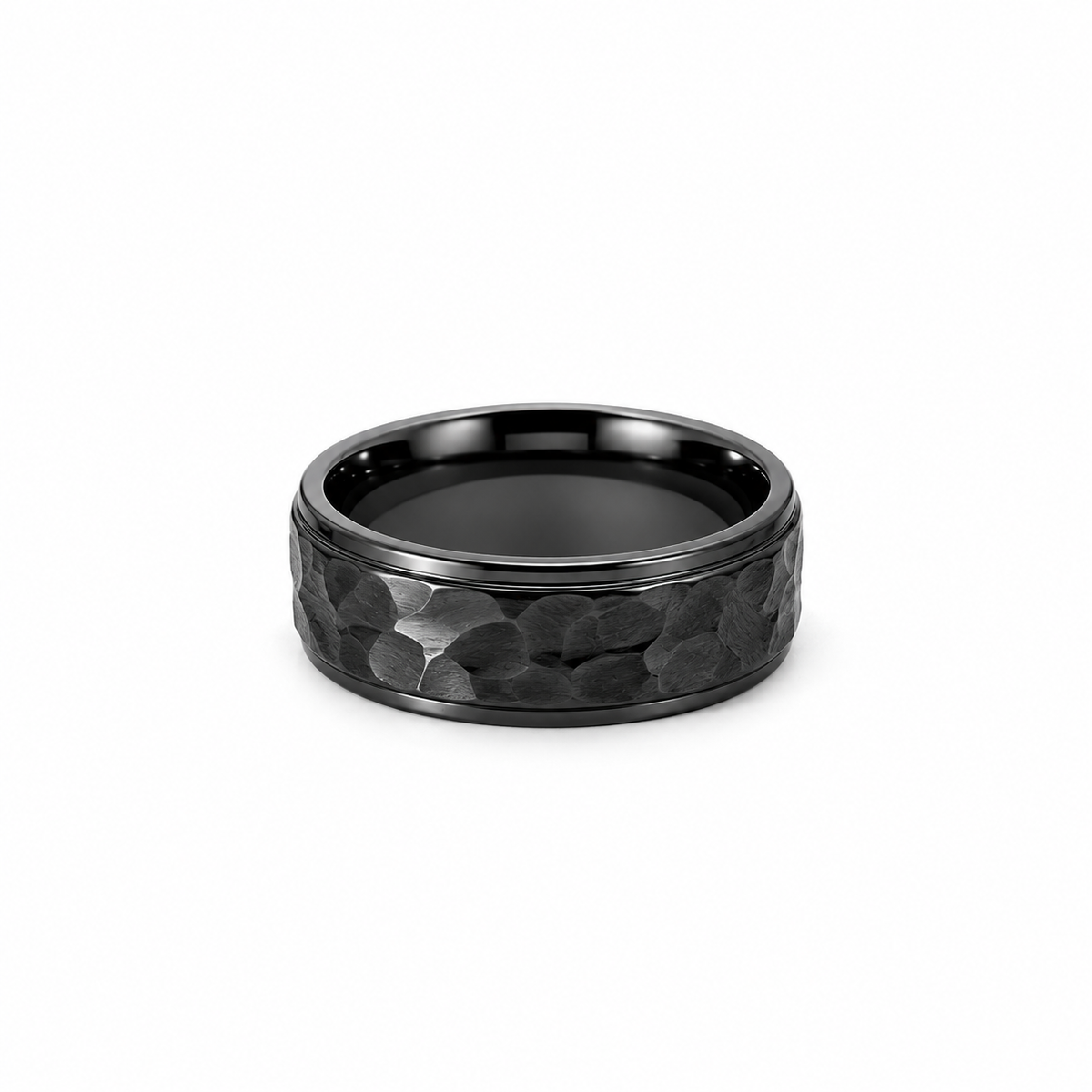 Men’s Flat Grooved Edge Wedding Band | Rock Polish Finish | 6MM to 8MM | 14KT White Yellow Rose Gold or Zirconium