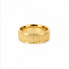 Men’s Flat Grooved Edge Wedding Band | Treebark Finish | 6MM to 8MM | 14KT White Yellow Rose Gold or Zirconium | Men’s