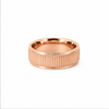 Men’s Flat Grooved Edge Wedding Band | Treebark Finish | 6MM to 8MM | 14KT White Yellow Rose Gold or Zirconium | Men’s