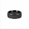 Men’s Flat Grooved Edge Wedding Band | Treebark Finish | 6MM to 8MM | 14KT White Yellow Rose Gold or Zirconium | Men’s