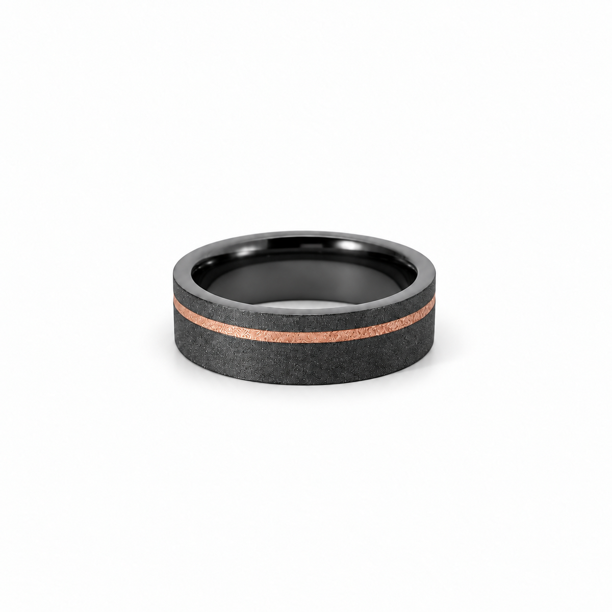 Men’s Flat Wedding Band | Tantalum with 14KT Yellow Gold White Gold or Rose Gold Inlay | Sand Finish | Men’s Wedding