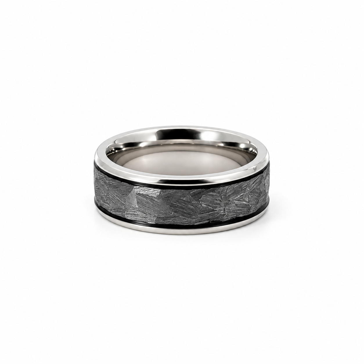 Men’s Flat with Bevelled Edges | Cobalt with Tantalum Wedding Band | Rock Finish | 6MM to 8MM | Men’s Wedding Band