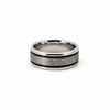 Men’s 8MM High Bevel Wedding Band - Cobalt with Black Dinosaur Bone and Meteorite - Men’s Wedding Band