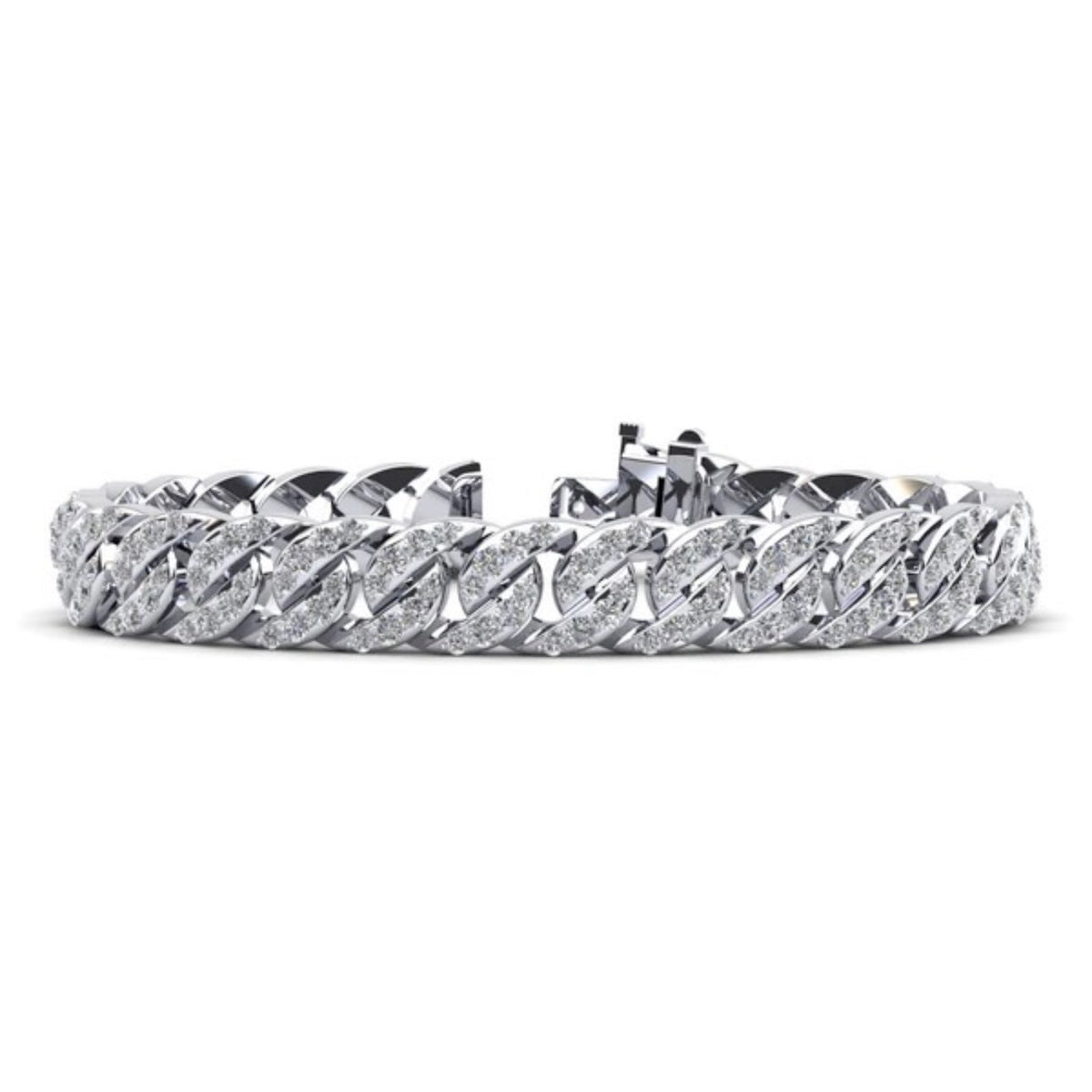 Men’s Overlapping Cuban Link Diamond Bracelet- Choice of Natural or Lab Diamonds - 6.16ct Total Weight - Lab or Natural