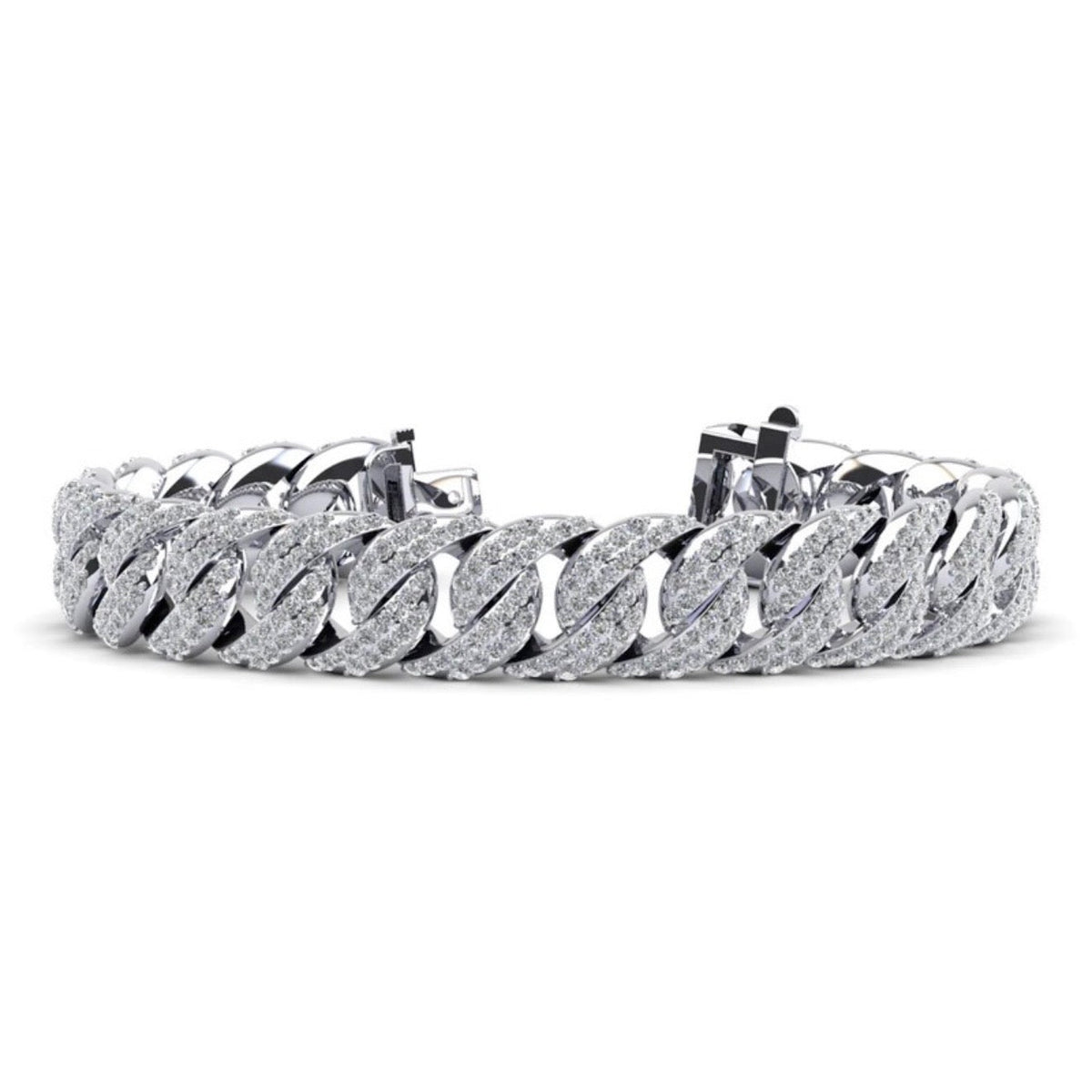 Men’s Two Rows Graduated Diamond Link Bracelet- Choice of Natural or Lab Diamonds - 7.95ct Total Weight - Lab