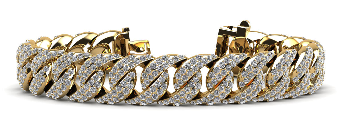 Men’s Two Rows Graduated Diamond Link Bracelet- Choice of Natural or Lab Diamonds - 7.95ct Total Weight - Lab