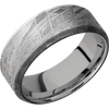 Meteorite + None Finish + Titanium - 8 mm wide Beveled Meteorite band featuring a Titanium sleeve. - Custom