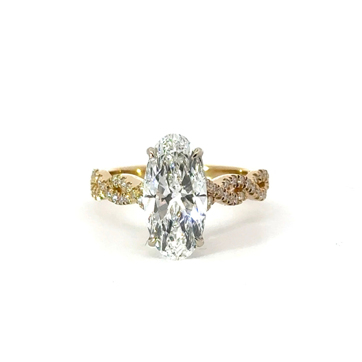 Moval Cut Lab Diamond - Braid Shank - Available in 2.00ct - 5.00ct - Hidden Halo Reverse Halo Lab Diamonds