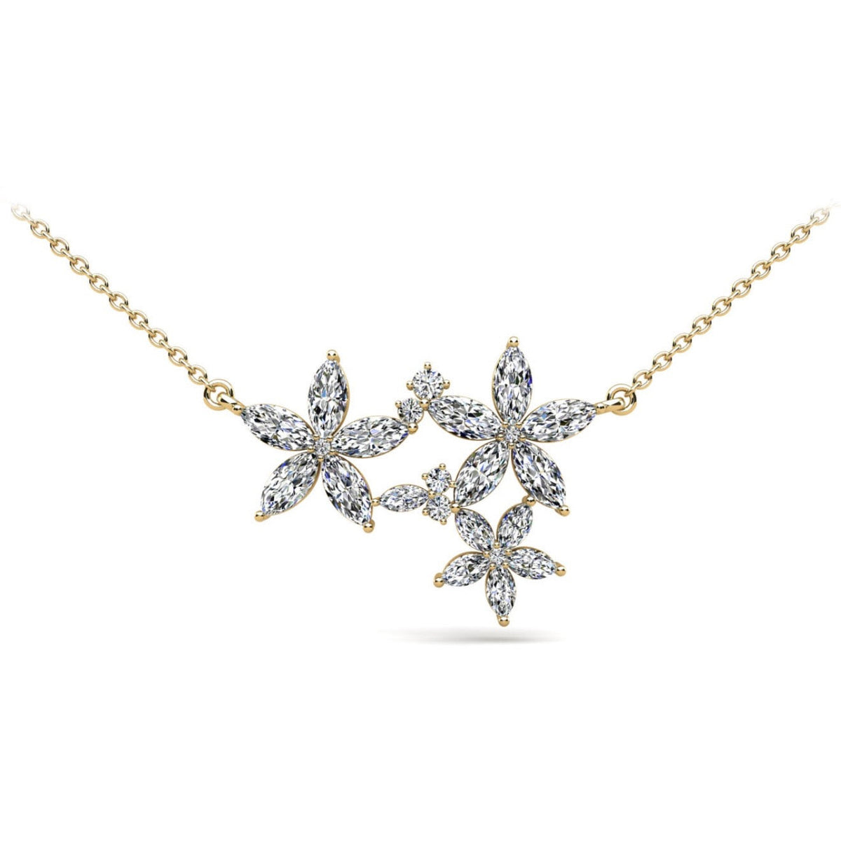 Multi Sized Marquise Diamond Pendant- 3.36ct TW - Lab Diamond Necklace