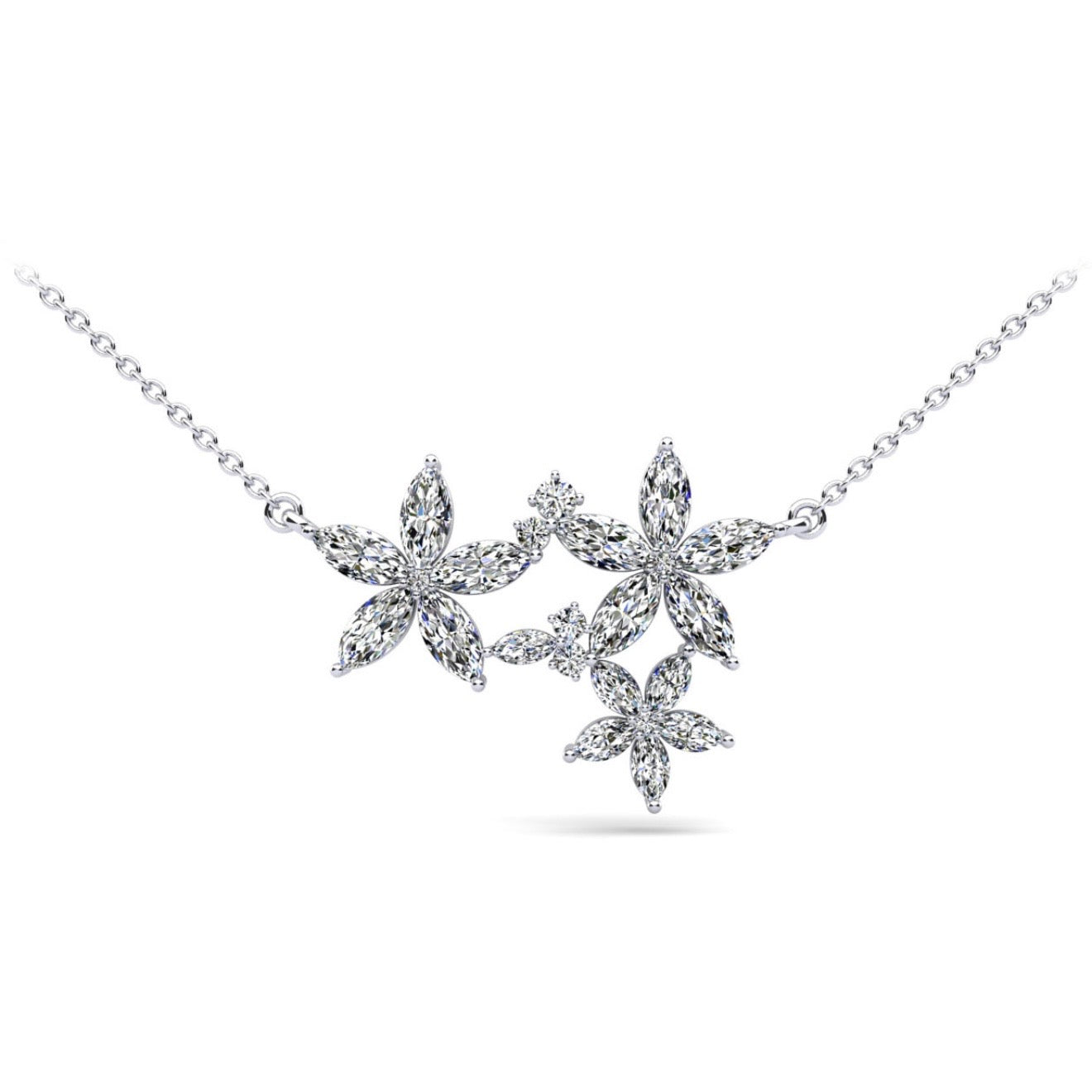 Multi Sized Marquise Diamond Pendant- 3.36ct TW - Lab Diamond Necklace