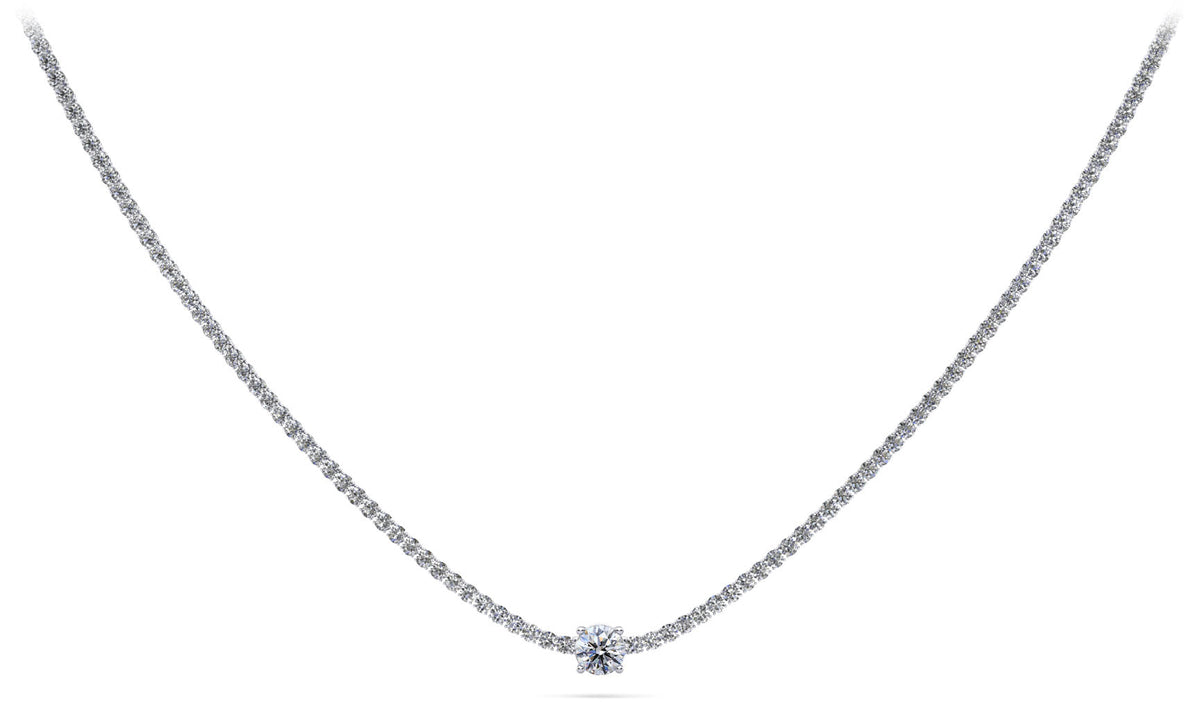 Natural Diamond Tennis Necklace -Choice of White or Yellow Gold - 6.50ct to 8.00ct Total Weight - Natural Diamond