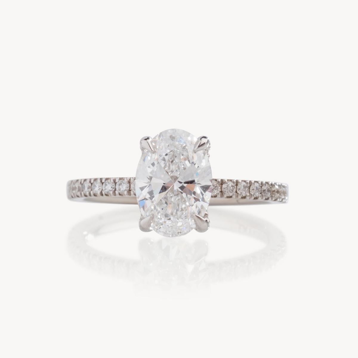 Oval Cut Diamond Italian Pave Design with Diamonds on Prongs- Choice of.50ct /.80ct / 1.00ct or 1.20ct - Hidden Halo