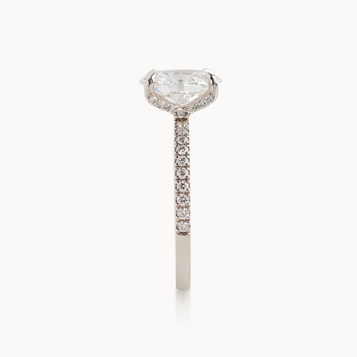Oval Cut Diamond Italian Pave Design with Diamonds on Prongs- Choice of.50ct /.80ct / 1.00ct or 1.20ct - Hidden Halo