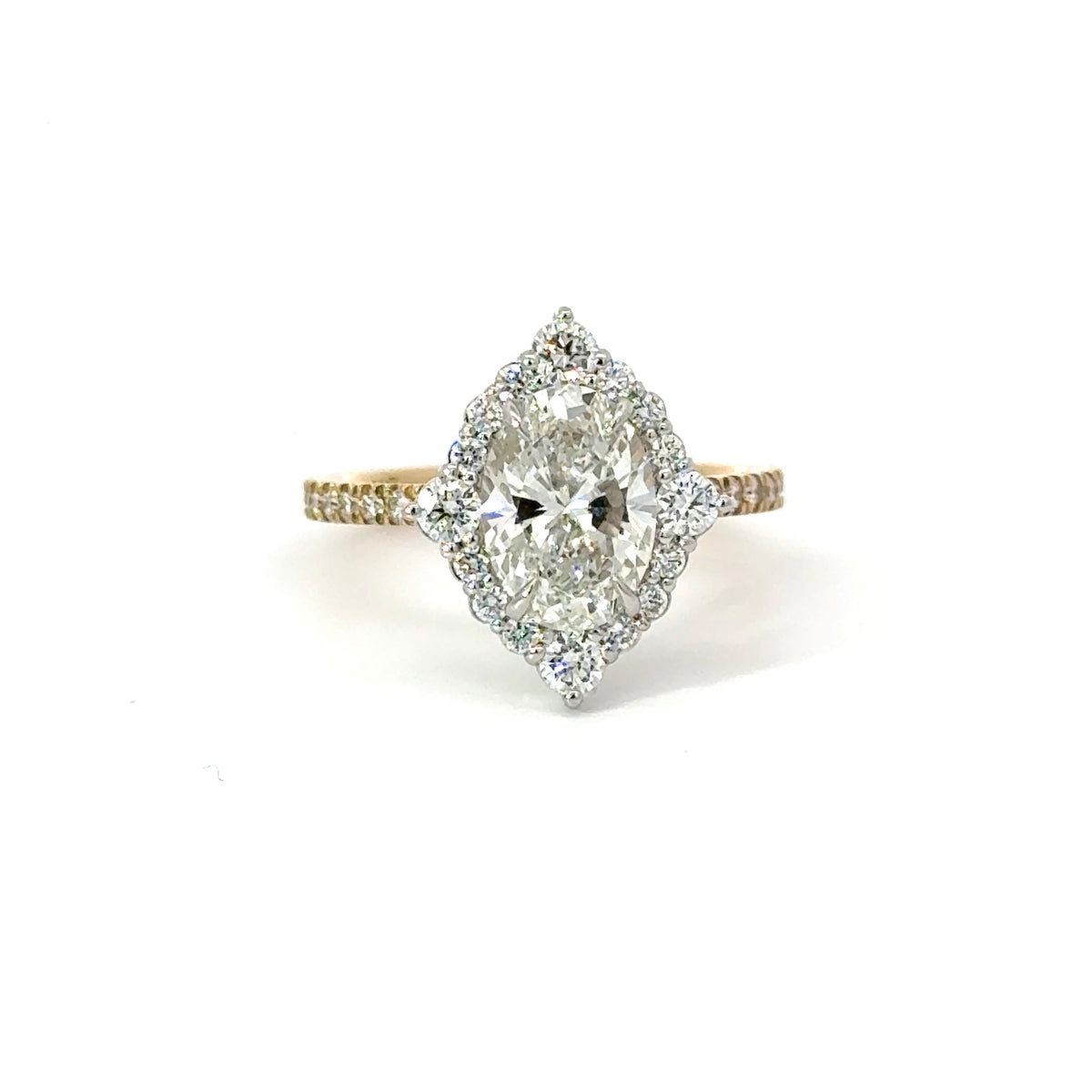 Oval Cut Diamond - Italian Pave Design with Fancy Halo- Choice of.50ct /.80ct / 1.00ct or 1.20ct - Hidden Halo Reverse