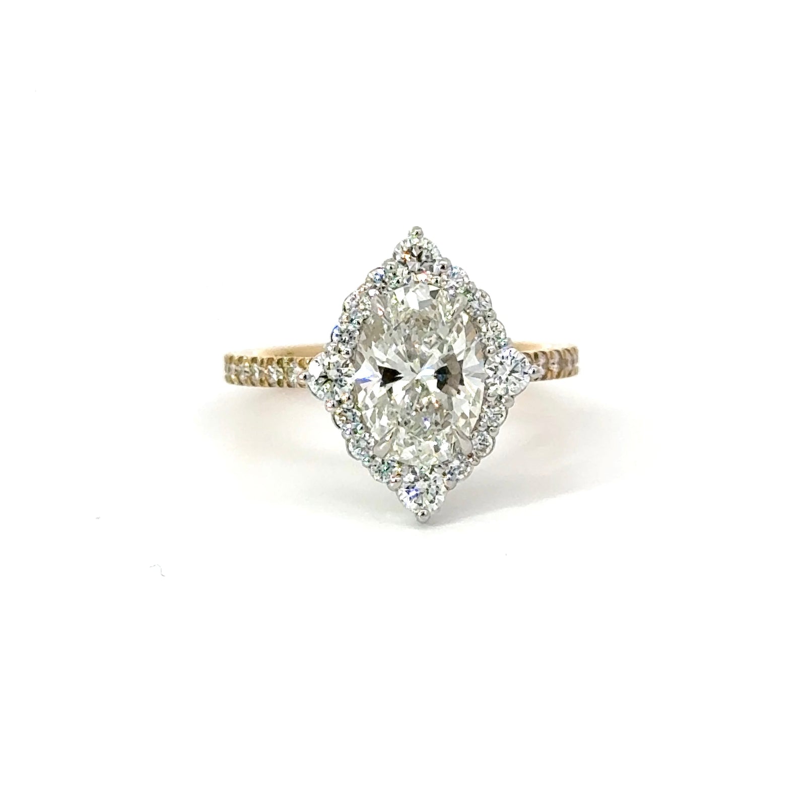 Oval Cut Diamond - Italian Pave Design with Fancy Halo- Choice of.50ct /.80ct / 1.00ct or 1.20ct - Hidden Halo Reverse