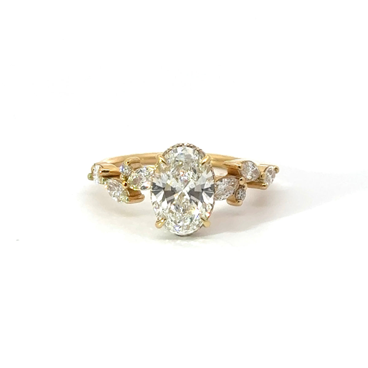 Oval Cut Diamond - Marquise Fancy Design with Reverse Halo- Choice of.50ct /.80ct / 1.00ct or 1.20ct - Hidden Halo