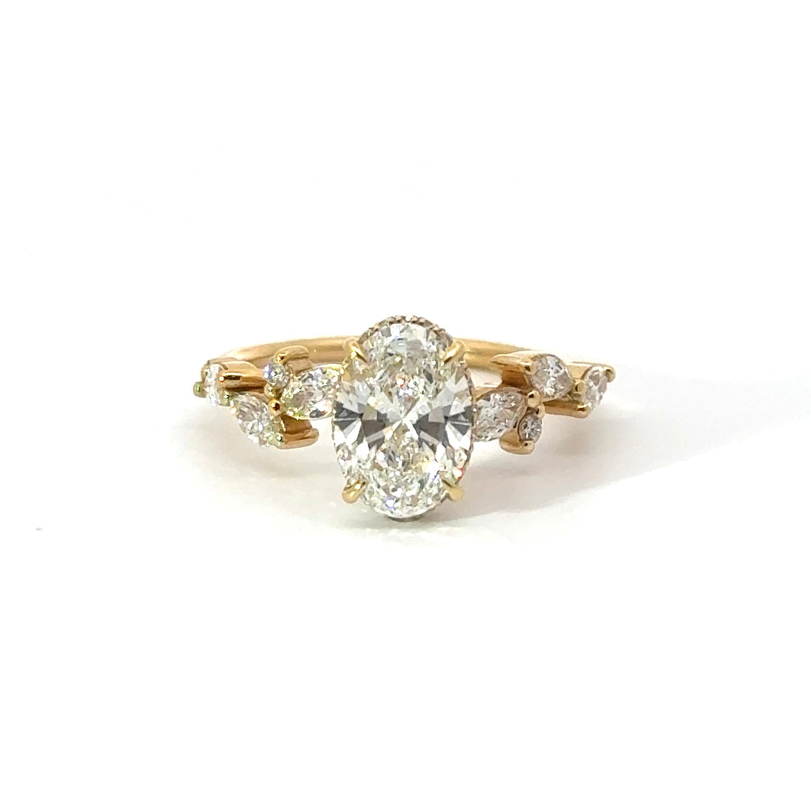 Oval Cut Diamond - Marquise Fancy Design with Reverse Halo- Choice of.50ct /.80ct / 1.00ct or 1.20ct - Hidden Halo